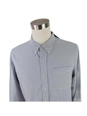 NEW Red Snap Mens Cotton Button Down Blue Dress Shirt Large